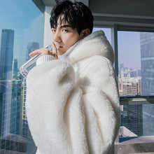 Load image into Gallery viewer, Sicilian men&#39;s thick lamb velvet hooded sweater trend loose fake two-piece high-necked shirt men
