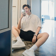Load image into Gallery viewer, Sicilian men&#39;s summer thin white short-sleeved shirt male Korean version of the trend loose men&#39;s five-point sleeve white shirt

