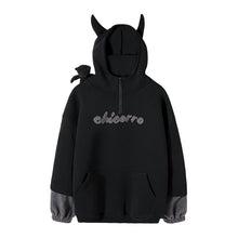 Load image into Gallery viewer, Sicilian men&#39;s winter new little devil hooded sweater design sense flocking letters contrast color stitching shirt men
