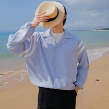 Load image into Gallery viewer, Sicilian Men&#39;s Spring White Shirt Men&#39;s Long Sleeve Korean Casual Loose Men&#39;s White Striped Shirt Jacket
