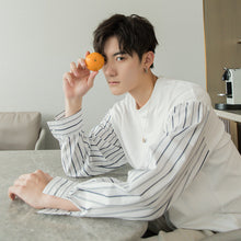 Load image into Gallery viewer, Sicilian men&#39;s spring Korean men&#39;s shirt white bottoming shirt loose striped stitching long-sleeved T-shirt men
