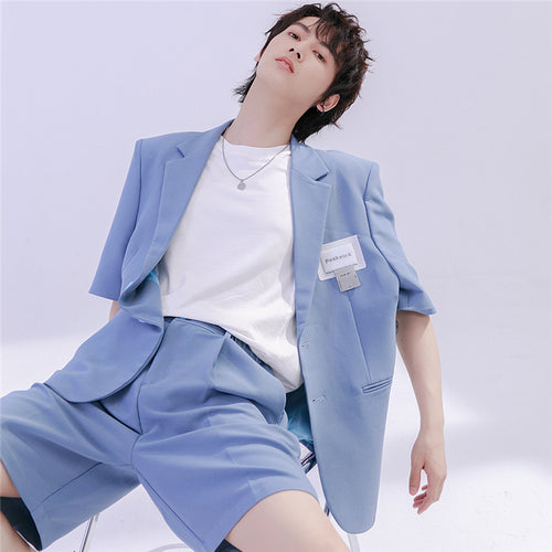Sicilian men's casual small suit men's suit summer thin style trendy brand men's youth short-sleeved loose jacket