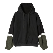 Load image into Gallery viewer, Sicilian men&#39;s shirt loose plus velvet thick knit stitching hooded sweater men&#39;s Korean trend
