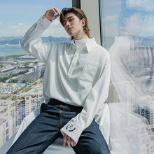 Load image into Gallery viewer, Sicilian men&#39;s high-end embroidery shirt men&#39;s Korean version of the trend of all-match loose men&#39;s blue shirt
