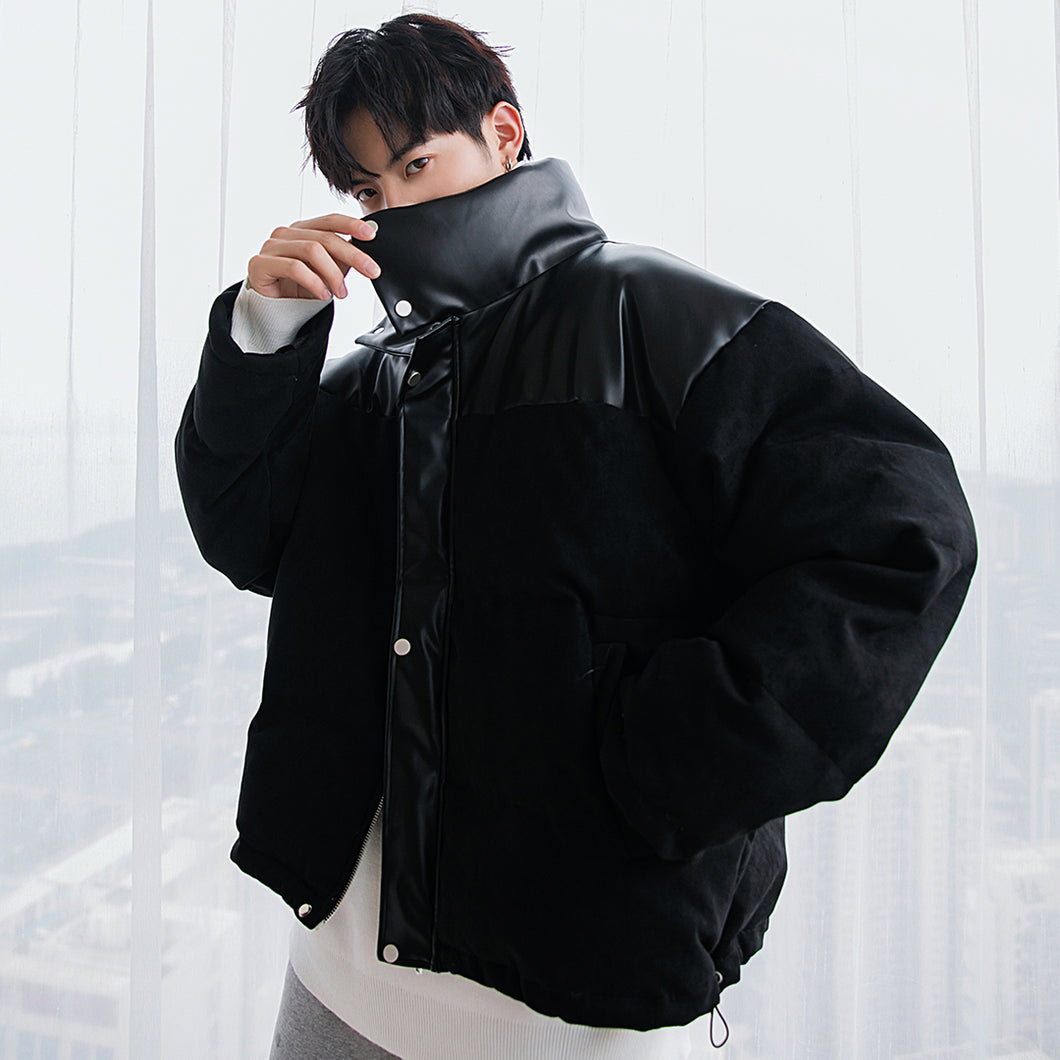 Sicilian men's winter new stand-up collar cotton coat contrast stitching bread clothes loose trend handsome men's jacket 4671520459012 4671520459013