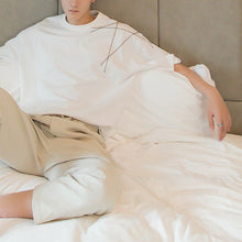 Load image into Gallery viewer, Sicilian men&#39;s summer Korean version of the trend of loose five-point sleeves men&#39;s tide brand embroidery white short-sleeved T-shirt men
