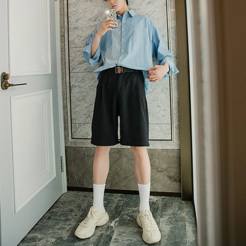 Sicilian men's summer thin five-point pants male Korean version of the trend loose straight men's casual black shorts