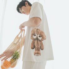 Load image into Gallery viewer, Sicilian men&#39;s round neck short-sleeved t-shirt men&#39;s trendy brand loose white casual shirt cartoon bear print compassionate
