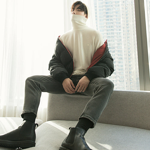 Sicilian men's wear both sides baseball uniform Korean version of the trend of casual padded coat men's winter