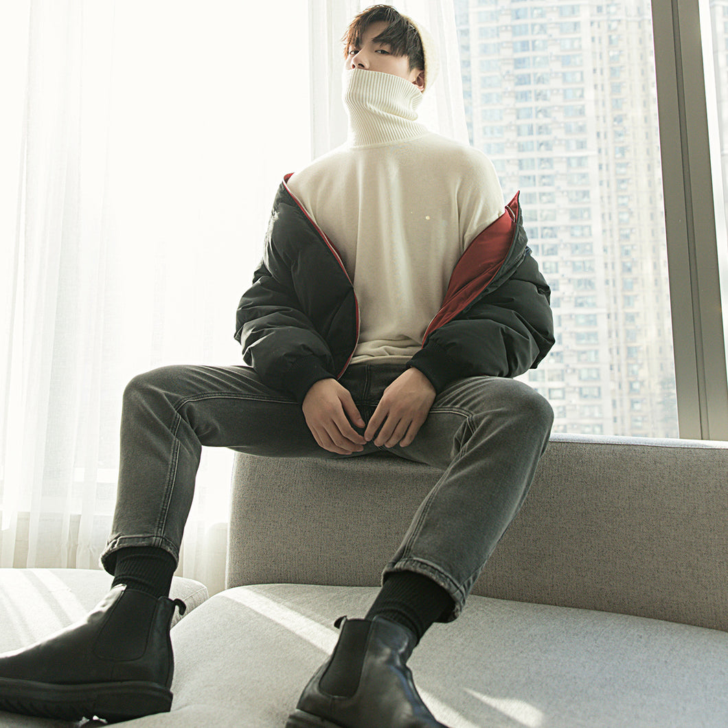 Sicilian men's wear both sides baseball uniform Korean version of the trend of casual padded coat men's winter