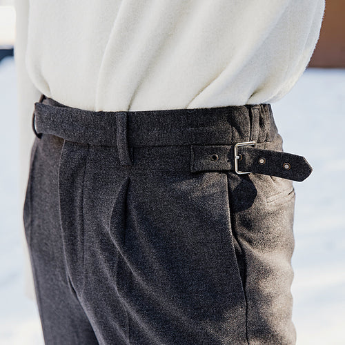 [【现货速发】极速发货~宽松裤子男春季毛呢九分休闲裤]