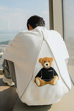 Load image into Gallery viewer, Sicilian men&#39;s new hedging long-sleeved design sense back zipper cute bear loose round neck white sweater
