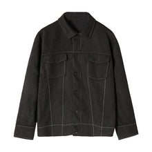 Load image into Gallery viewer, Sicilian men&#39;s autumn deerskin velvet jacket male Korean version of the trend handsome loose men&#39;s black lapel jacket
