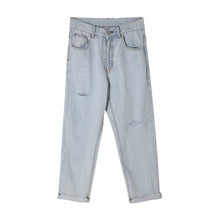Load image into Gallery viewer, Sicilian Men&#39;s Spring Light Color Men&#39;s Casual Pants Men&#39;s Korean Style Loose Straight Hole Light Blue Jeans

