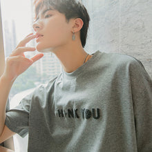 Load image into Gallery viewer, Sicilian men&#39;s clothing Hong Kong style short-sleeved men&#39;s tide brand trend loose men&#39;s five-point sleeve letter embroidery white t-shirt
