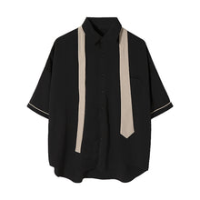 Load image into Gallery viewer, Sicilian men&#39;s summer college style tie shirt male Korean style trend five-point sleeve loose men&#39;s short-sleeved shirt
