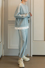 Load image into Gallery viewer, Sicilian men&#39;s autumn blue fake two-piece sweater and leggings two-piece suit men&#39;s casual sports suit men
