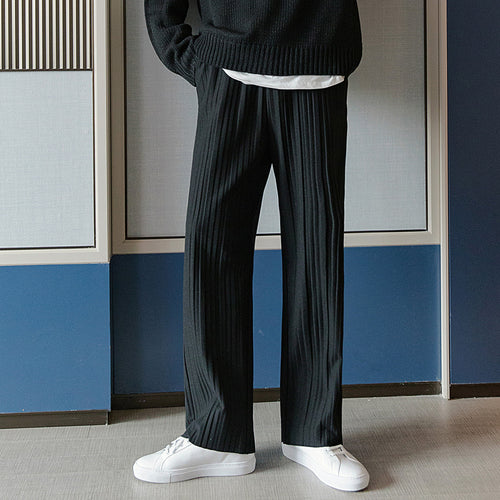 Sicilian Men's Fall Pants Men's Casual Pants Pure Color Wild Loose Straight Pants Black Wide Leg Pleated Pants