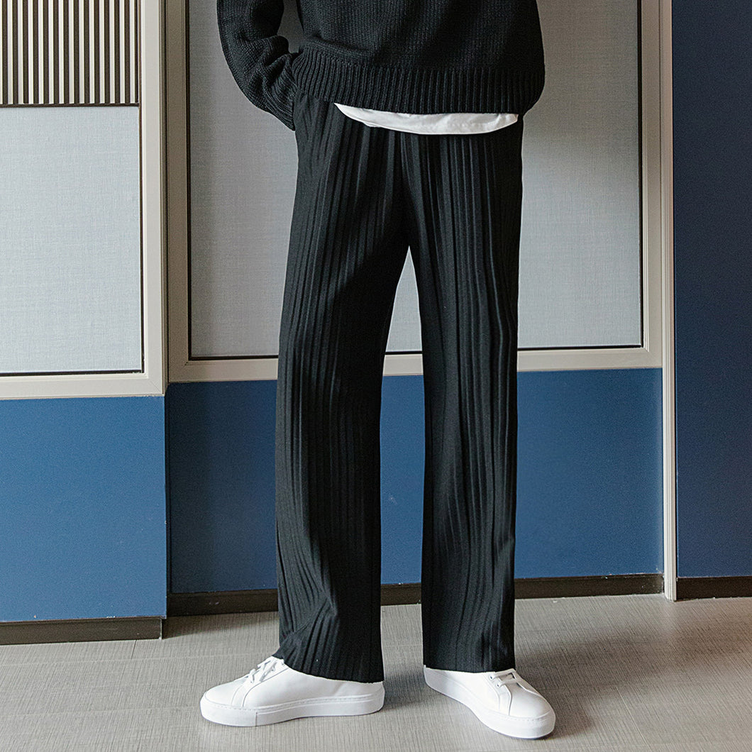 Sicilian Men's Fall Pants Men's Casual Pants Pure Color Wild Loose Straight Pants Black Wide Leg Pleated Pants