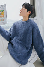 Load image into Gallery viewer, Sicilian men&#39;s autumn new round neck sweater pure color wild trend loose mohair pullover sweater men
