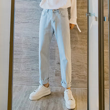 Load image into Gallery viewer, Sicilian men&#39;s autumn light-colored pants male Korean version of the trend of all-match trousers loose straight light blue jeans
