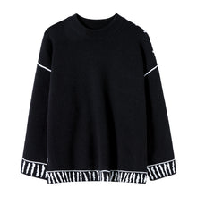 Load image into Gallery viewer, Sicilian men&#39;s autumn knit sweater design sense open line jacquard black trendy loose sweater pullover lazy wind
