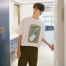 Load image into Gallery viewer, Sicilian men&#39;s summer white short-sleeved men&#39;s tide brand trend loose five-point sleeve men&#39;s half-sleeved printed t-shirt
