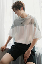 Load image into Gallery viewer, Sicilian men&#39;s summer Hong Kong style short-sleeved men&#39;s tide brand trend men&#39;s loose five-point sleeve design sense stitching t-shirt
