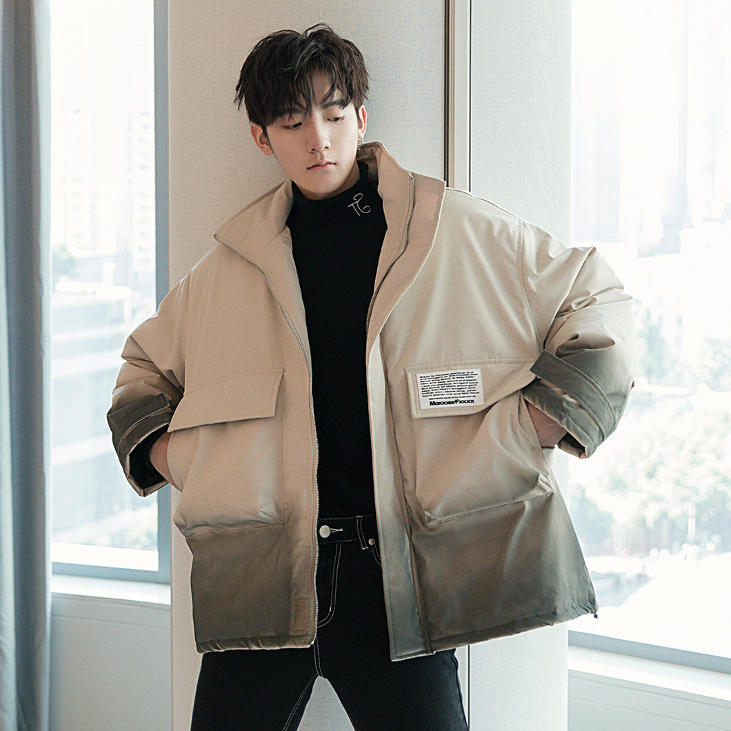 【Spot quick delivery】Fast delivery ~ loose gradient color cotton coat Korean casual thick coat men
