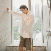 Load image into Gallery viewer, Sicilian men&#39;s summer long-sleeved blue and white striped shirt male Korean version of the trend of loose men&#39;s thin shirt jacket
