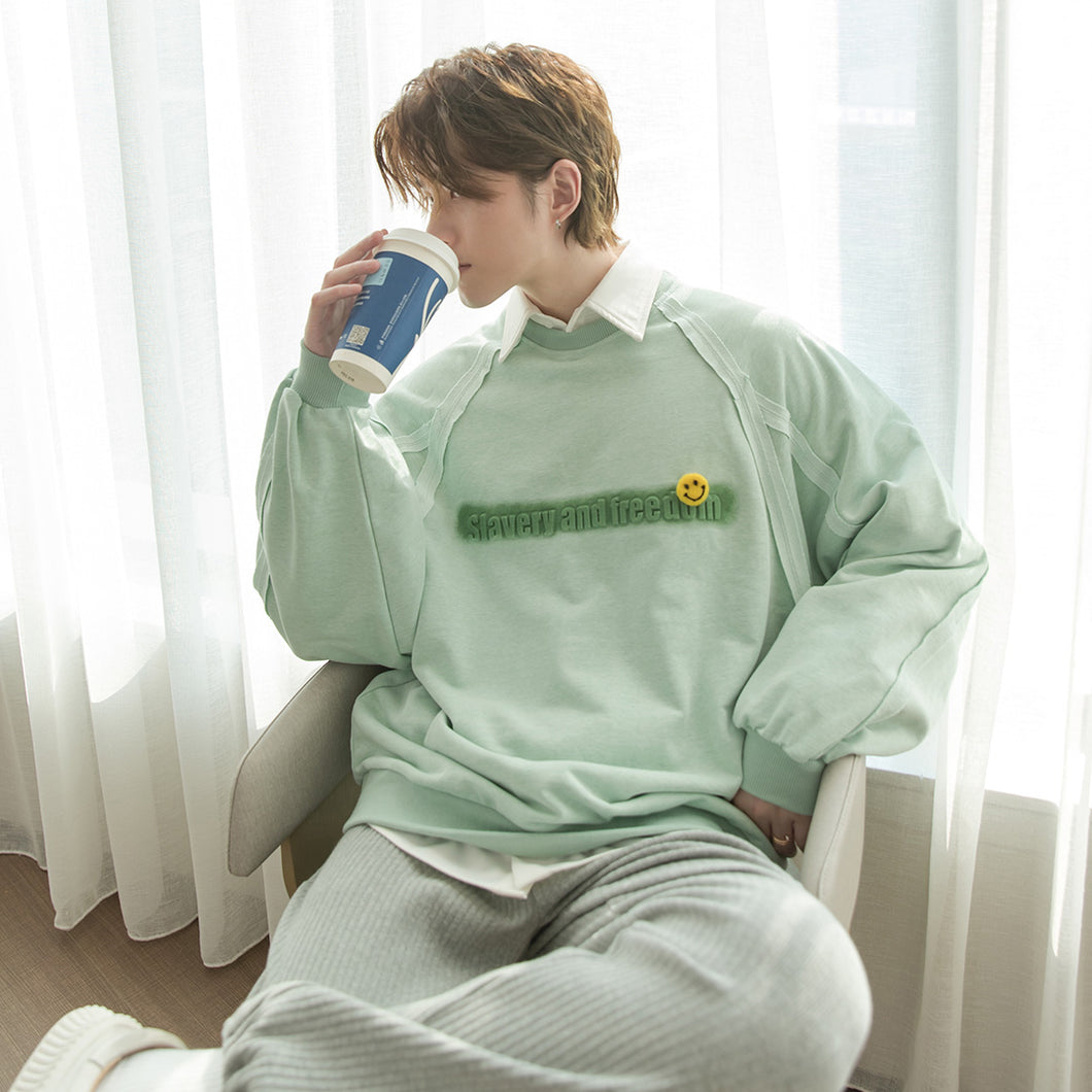 Sicilian men's clothing trend letter printing tide ins reverse wear round neck sweater men's loose design shirt