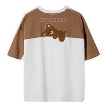 Load image into Gallery viewer, Sicilian men&#39;s new summer flocking bear T-shirt men&#39;s short-sleeved loose contrast stitching half-sleeved t-shirt
