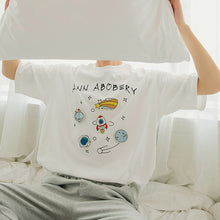 Load image into Gallery viewer, Sicilian men&#39;s letter printing short-sleeved T-shirt men&#39;s creative starry sky patch stickers casual summer new t-shirt
