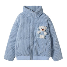 Load image into Gallery viewer, Sicilian Men&#39;s Corduroy Stand Collar Cotton Jacket Cute Bear Decoration Loose Thick Men&#39;s Jacket
