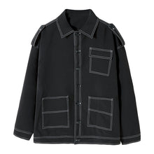 Load image into Gallery viewer, Sicilian men&#39;s autumn design sense open line jacket male Korean version of the trend loose men&#39;s trendy brand black jacket
