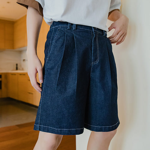 Sicilian men's summer thin five-point pants men's Korean version of the trend loose straight men's casual denim shorts