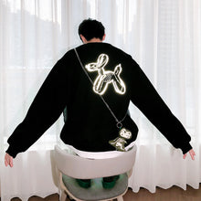 Load image into Gallery viewer, Sicilian men&#39;s white long-sleeved white long-sleeved back reflective accessories men&#39;s bag dinosaur loose trend casual sweater
