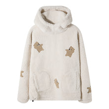 Load image into Gallery viewer, Sicilian men&#39;s winter new thick lamb wool hooded sweater fun flocking bear loose warm top
