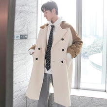 Load image into Gallery viewer, Sicilian men&#39;s autumn and winter new color matching jacket male handsome Korean style loose Hong Kong style long trench coat 2020 new
