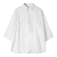 Load image into Gallery viewer, Sicilian men&#39;s summer art three-quarter sleeve white shirt male Korean version of the trend of men&#39;s loose white short-sleeved shirt
