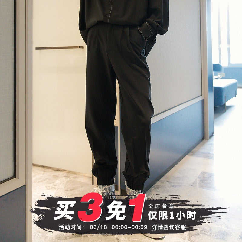 Sicilian men's casual pants, men's Korean version of the trend of men's overalls, nine-point sports straight leggings