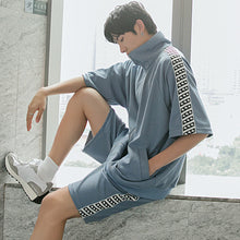 Load image into Gallery viewer, Sicilian men&#39;s spring and autumn models hit color stitching short-sleeved casual sportswear men&#39;s suit loose shorts two-piece suit
