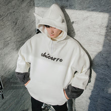 Load image into Gallery viewer, Sicilian men&#39;s winter new little devil hooded sweater design sense flocking letters contrast color stitching shirt men
