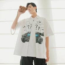 Load image into Gallery viewer, Sicilian men&#39;s assembly shoulder bag summer print short-sleeved shirt men&#39;s Korean version of the trend loose boys white shirt
