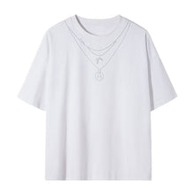 Load image into Gallery viewer, Sicilian Men&#39;s Summer Hong Kong Style Half Sleeve Tide Brand Trend Five-point Sleeve Loose Boys Hot Rhinestone White Short Sleeve T-shirt
