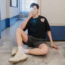 Load image into Gallery viewer, Sicilian men&#39;s summer Hong Kong style short-sleeved men&#39;s tide brand trend loose boys half-sleeved bear print white t-shirt
