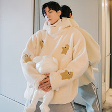 Load image into Gallery viewer, Sicilian men&#39;s winter new thick lamb wool hooded sweater fun flocking bear loose warm top
