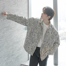 Load image into Gallery viewer, Sicilian men&#39;s lapel jacket male autumn and winter handsome casual long-sleeved zebra pattern jacket male Korean trend top
