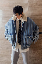 Load image into Gallery viewer, Sicilian men&#39;s winter new denim jacket lamb velvet lapel loose warmth thickened youth jacket male
