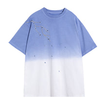 Load image into Gallery viewer, Sicilian men&#39;s 2021 new flower embroidery short-sleeved t-shirt men&#39;s summer youth trend gradient t-shirt
